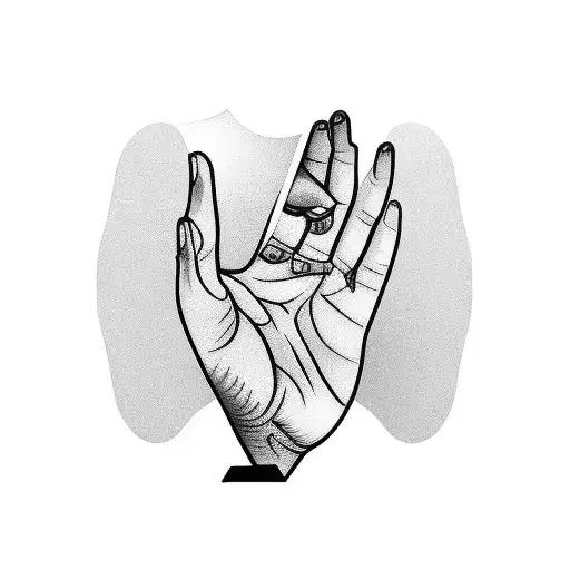 mirror with hand holding object tattoo design idea