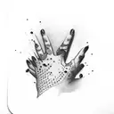 mirror with hand reflection holding object tattoo design idea