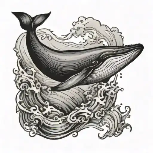 whale swimming tattoo design idea