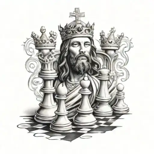 Jesus on a king chess peice  tattoo design idea