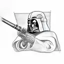 Star Wars character wielding a key as a lightsaber tattoo design idea