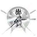 Star Wars character wielding a key as a lightsaber tattoo design idea