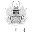 samurai, infantry, army, cross rifles,  bayonet  tattoo design idea