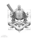samurai, infantry, army, cross rifles,  bayonet  tattoo design idea