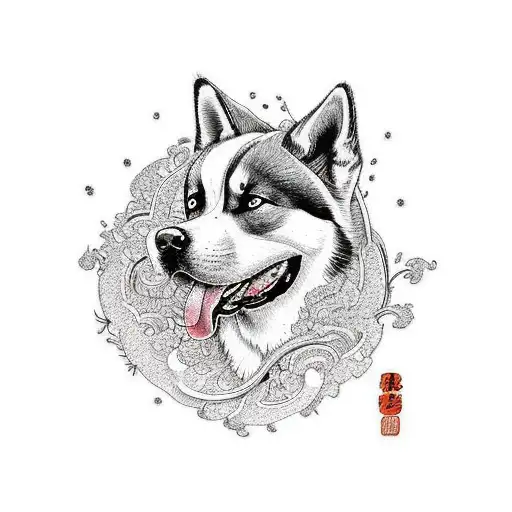 akita tattoo design idea