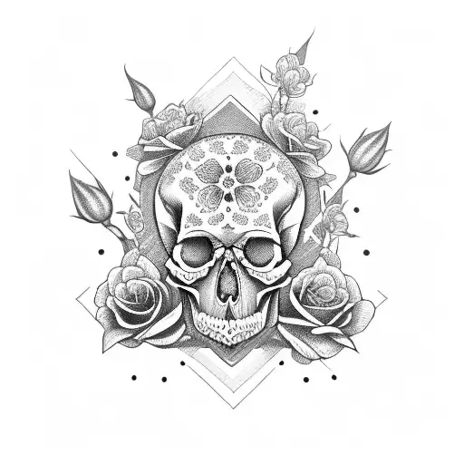 Gemini skull with roses  tattoo design idea