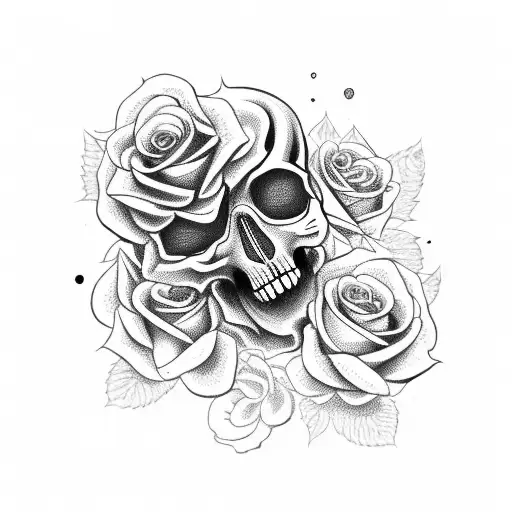 Gemini skull with roses  tattoo design idea