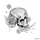 Gemini skull with roses  tattoo design idea