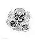 Gemini skull with roses  tattoo design idea