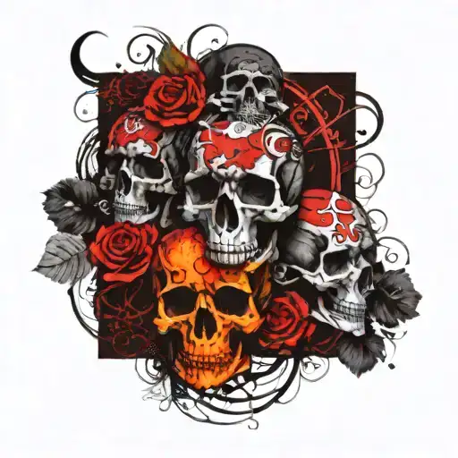 skulls gothic vines moon bohemian lace tattoo design idea