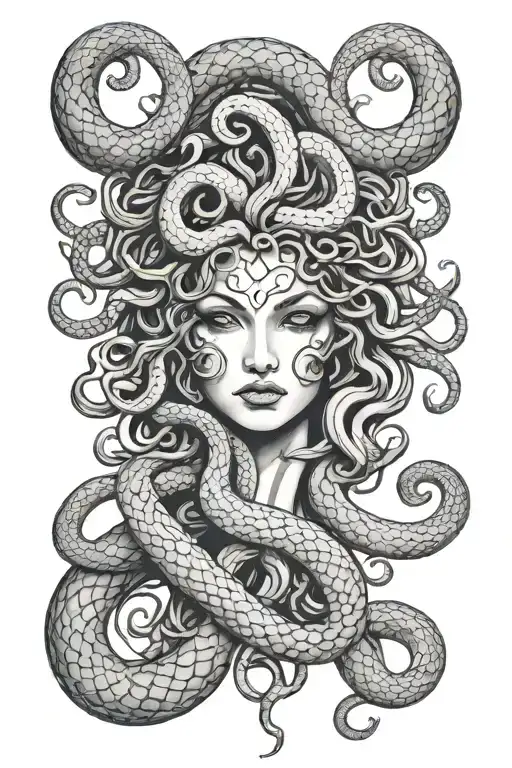 Medusa tattoo with snake going around eyes  tattoo design idea