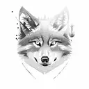 three pine trees and an wolf tattoo design idea