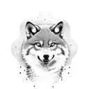 three pine trees and an wolf tattoo design idea