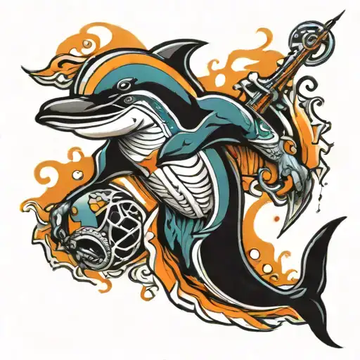Miami dolphins dead friend  tattoo design idea