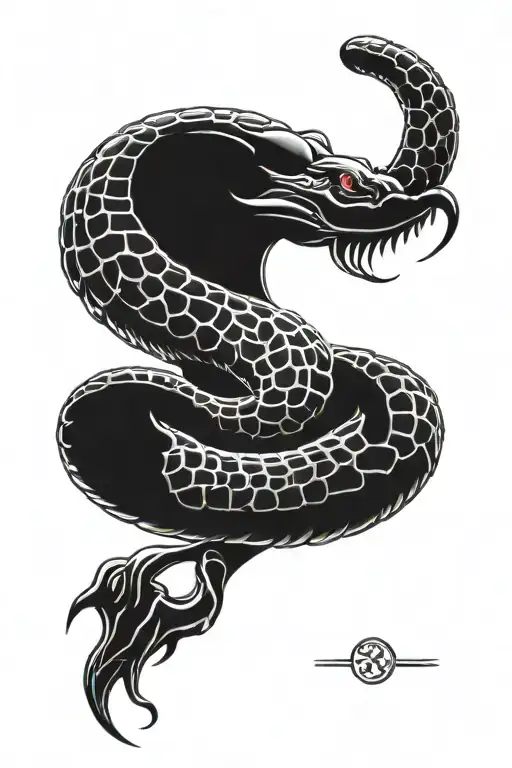 A tattoo design featuring a blend of Greek and Roman symbols, with a king cobra coiled around them as a representation of protection and strength for your wife tattoo design idea