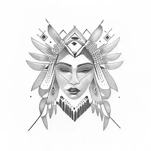 Indigenous design to represent femininity tattoo design idea