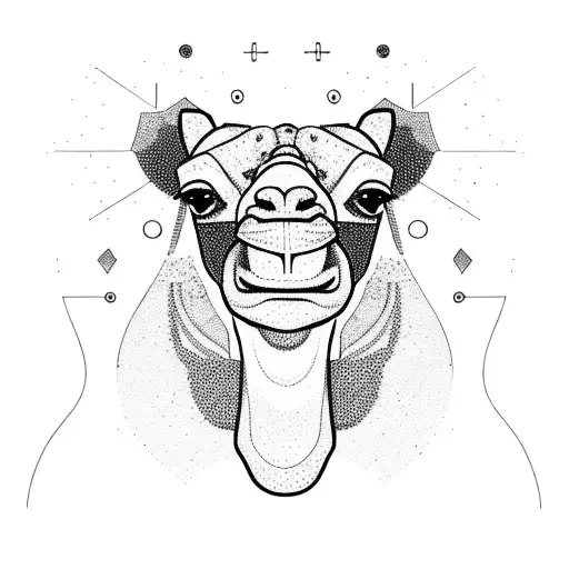 A TV presenter holding a microphone, with a background of a desert landscape featuring a camel tattoo design idea