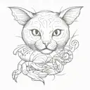 A tattoo design combining a cat and a crab in a playful and artistic way tattoo design idea