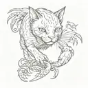 A tattoo design combining a cat and a crab in a playful and artistic way tattoo design idea