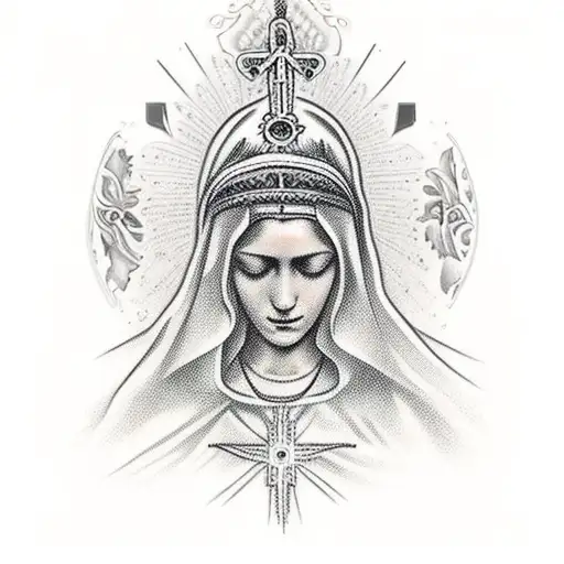 our lady of fatima tattoo design idea