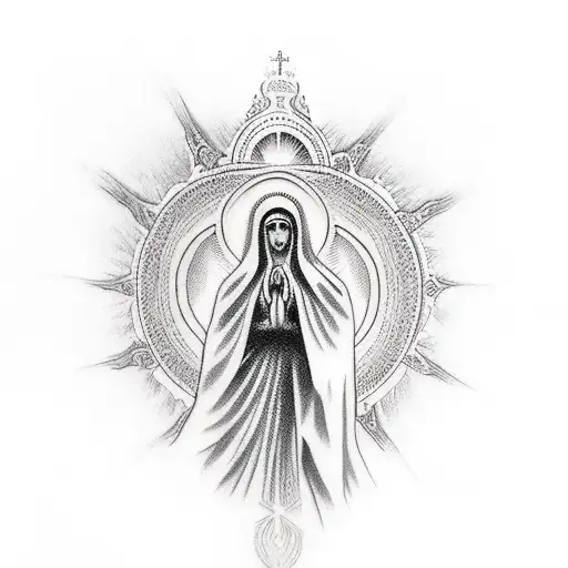 our lady of fatima on a forearm tattoo design idea