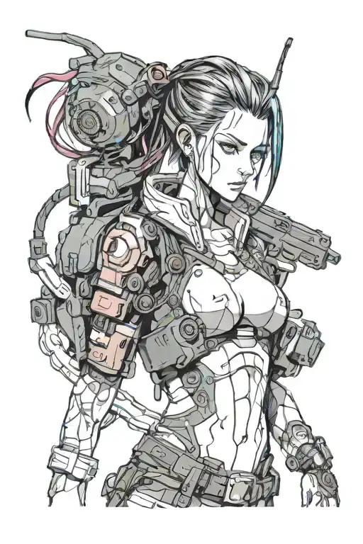 girl cyberpunk 2077 tattoo design idea