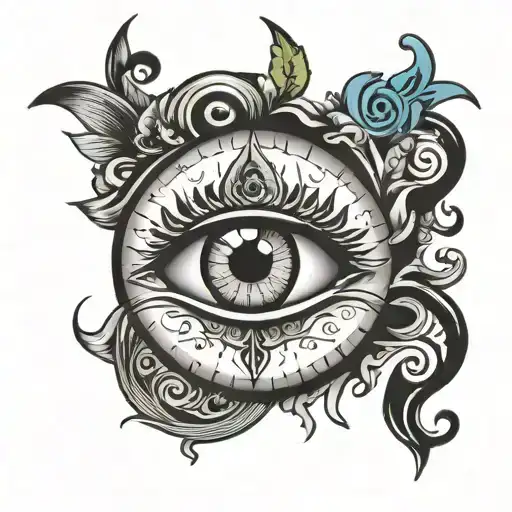 third eye with letters L M I tattoo design idea