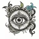 third eye with letters L M I tattoo design idea