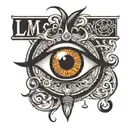 third eye with letters L M I tattoo design idea