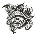 third eye with letters L M I tattoo design idea