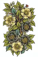 hawthorn blooms with blackout state of Missouri behind it tattoo design idea