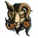Goat ramming goat head tattoo design idea