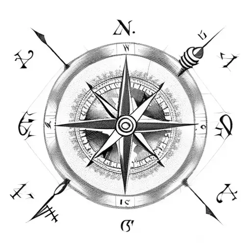 A sketch-style compass with hunting arrows forming the direction indicators tattoo design idea