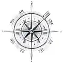 A sketch-style compass with hunting arrows forming the direction indicators tattoo design idea