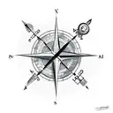 A sketch-style compass with hunting arrows forming the direction indicators tattoo design idea