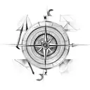 A sketch-style compass with hunting arrows forming the direction indicators tattoo design idea