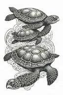 sea turtle and ocean wave merging tattoo design idea