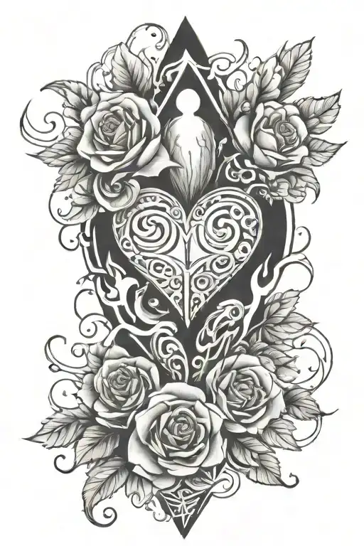 pain and love tattoo design idea