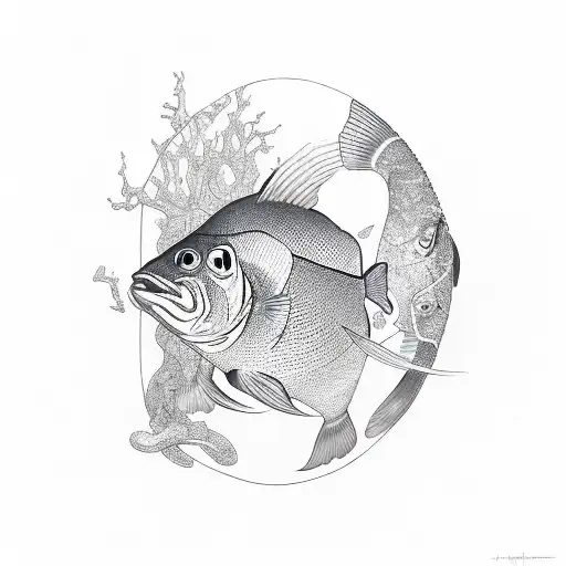 scale and Fish tattoo design idea