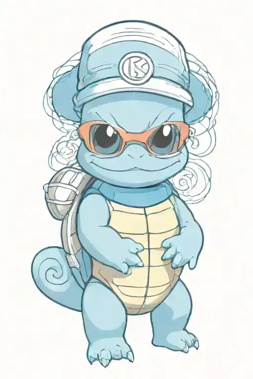 Squirtle wearing Master Roshi sunglasses tattoo design idea