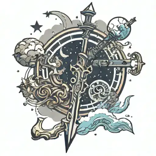 Keyblade + Space Scenery tattoo design idea