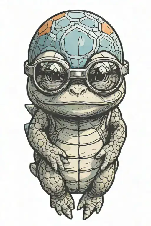 Squirtle wearing Master Roshi  sunglasses tattoo design idea