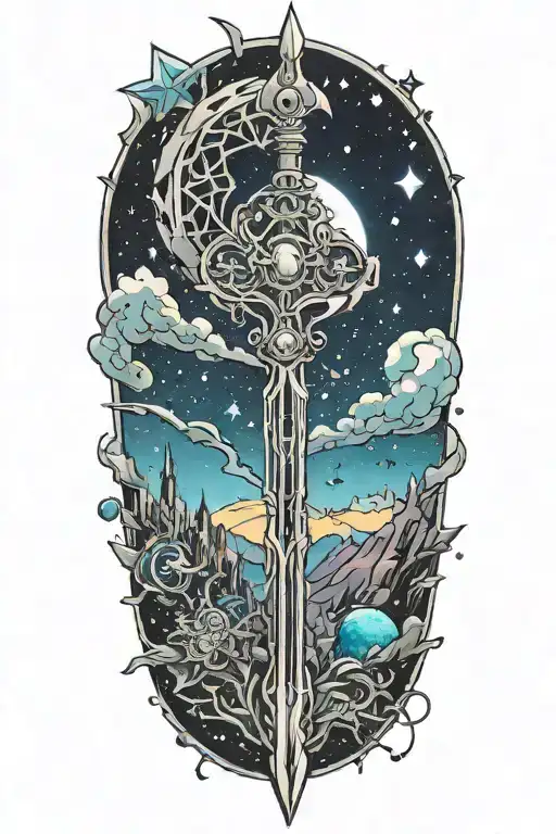 Keyblade + Space Scenery tattoo design idea