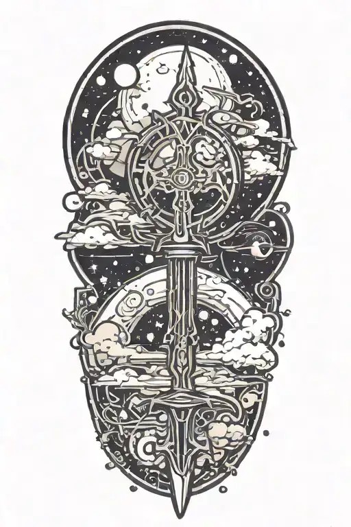 Keyblade + Space Scenery tattoo design idea