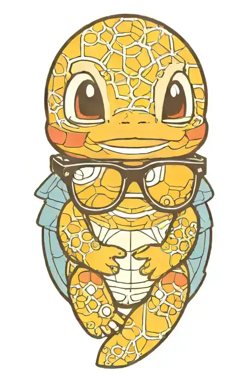 Pokemon Squirtle wearing sunglasses tattoo design idea