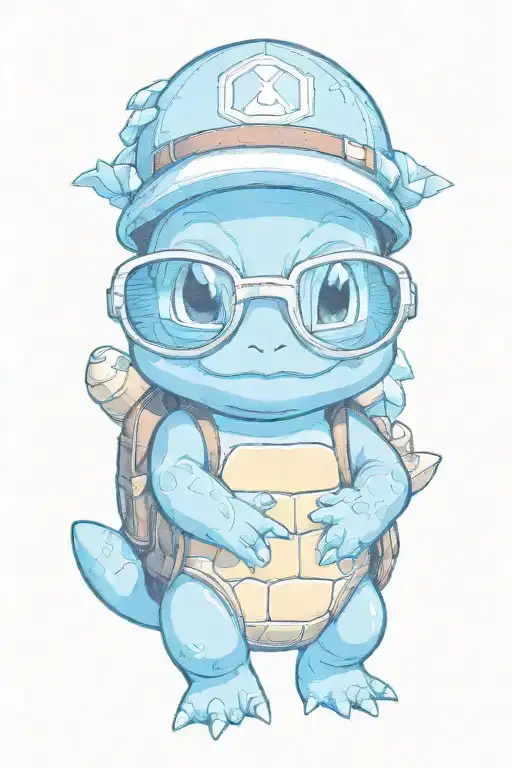 Squirtle wearing Master Roshi sunglasses tattoo design idea