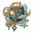 Keyblade + Space Scenery tattoo design idea