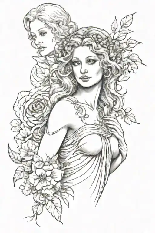 full body Aphrodite realistic beautiful girl shoulder tattoo tattoo design idea