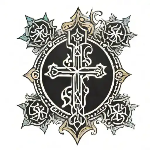 eastern orthodox cross viking runes tattoo design idea