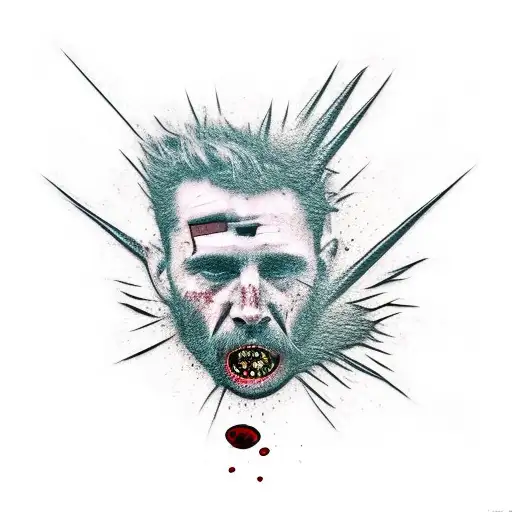 homeless man bleeding on homeless spikes tattoo design idea